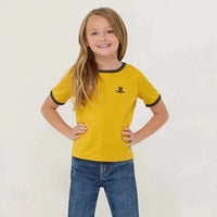 Girl's Wrangler x Lainey Wilson Wilson Farms Ringer Tee in Nugget Gold