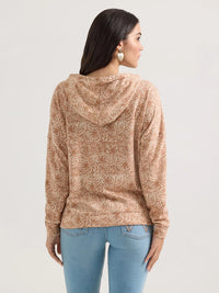 Wrangler Retro Women's Floral Scroll Relaxed Pullover Hoodie in Wavy Tan