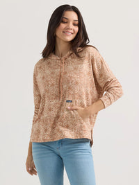 Wrangler Retro Women's Floral Scroll Relaxed Pullover Hoodie in Wavy Tan