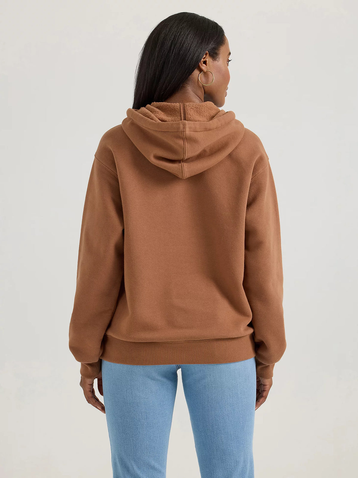 Wrangler Retro Women's Bold Logo Hoodie in Brown Cocoa