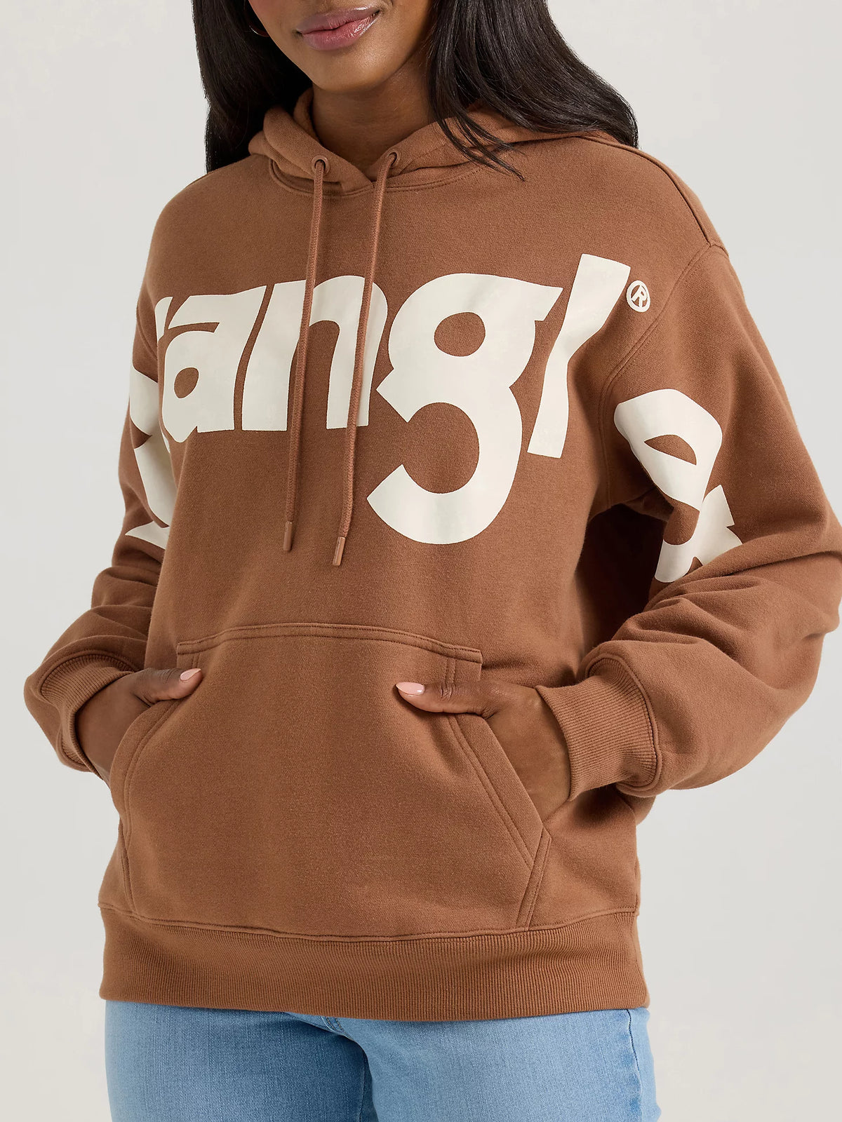 Wrangler Retro Women's Bold Logo Hoodie in Brown Cocoa