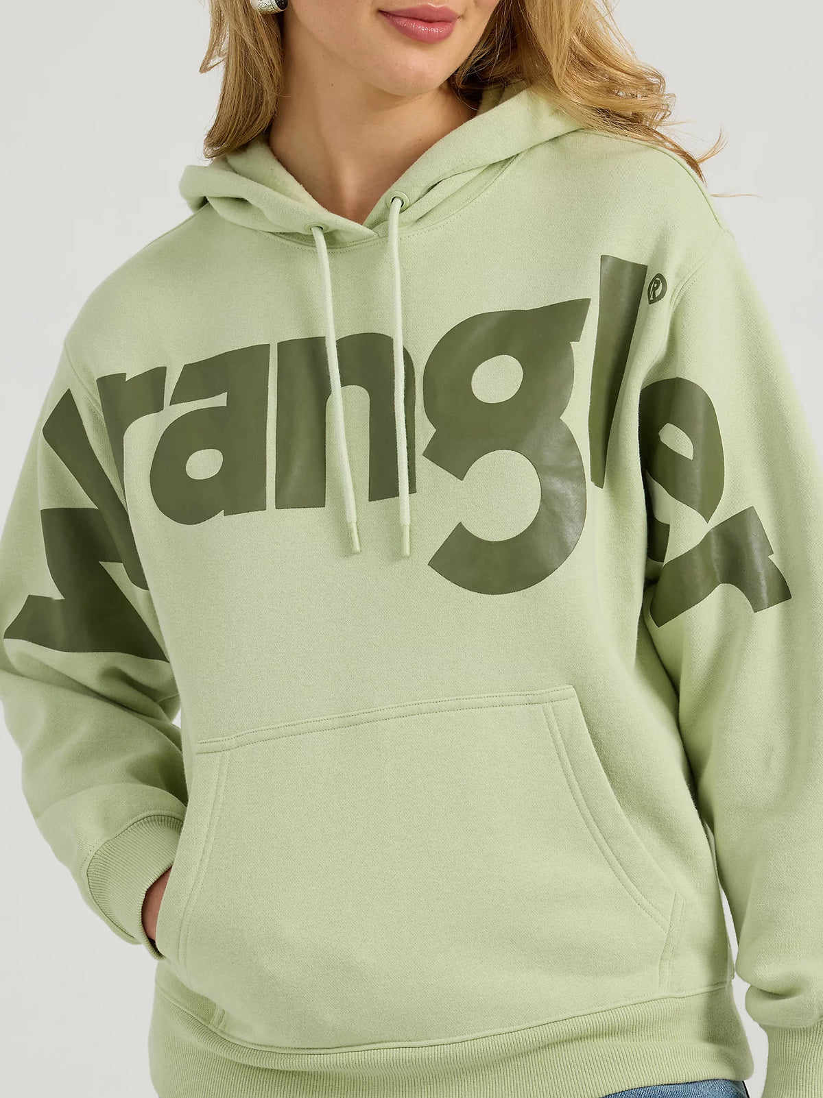 Wrangler Retro Women's Bold Logo Hoodie in Green Tea