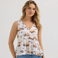 Wrangler Retro Women's V-Neck Peplum Tank in Desert Print
