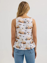 Wrangler Retro Women's V-Neck Peplum Tank in Desert Print