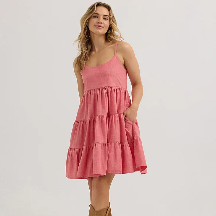 Wrangler Retro Women's Strappy Tiered Dress in Red