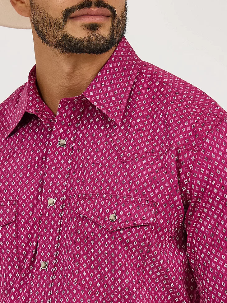 Wrangler Men's L/S 20X Competition Western Snap Shirt in Sangria