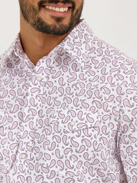 Wrangler Men's L/S 20X Competition Western Snap Shirt in Pink Sangria Paisley (Available in Tall Sizes)