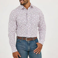 Wrangler Men's L/S 20X Competition Western Snap Shirt in Pink Sangria Paisley (Available in Tall Sizes)
