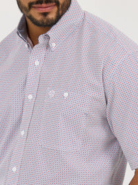 Wrangler Men's S/S George Strait Geometric Button Down Shirt in Diam Blue Red