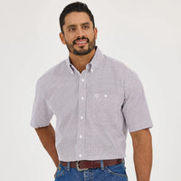 Wrangler Men's S/S George Strait Geometric Button Down Shirt in Diam Blue Red
