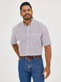 Wrangler Men's S/S George Strait Geometric Button Down Shirt in Diam Blue Red