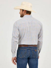 Wrangler Men's L/S Cody Johnson Checkered Plaid Button Down Shirt in Gray