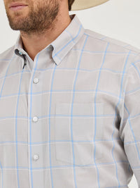 Wrangler Men's L/S Cody Johnson Checkered Plaid Button Down Shirt in Gray