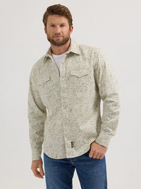 Wrangler Retro Men's L/S Premium Paisley Western Snap Shirt in Olive (Available in Tall Sizes)
