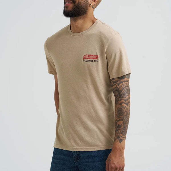 Wrangler Men's Bucking Cowboy Graphic T-Shirt in Trenchcoat