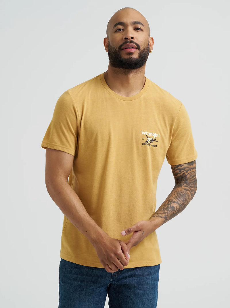 Wrangler Men's Long Live Cowboys Graphic T-Shirt in Pale Gold