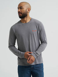 Wrangler Men's L/S Cowboy Back Graphic Tee in Graphite Heather
