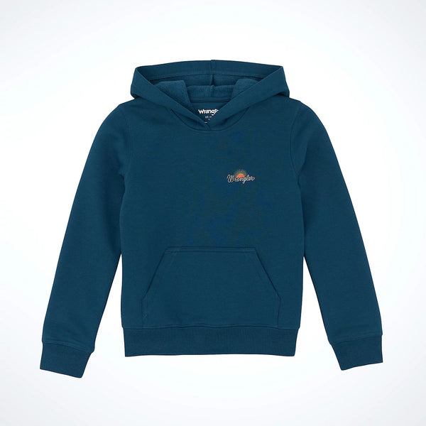 Wrangler Boy's Desert Graphic Logo Pullover Hoodie in Reflecting Pond