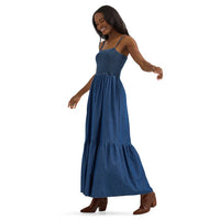 Wrangler Retro Women's Midnight Smocked Bodice Denim Maxi Dress