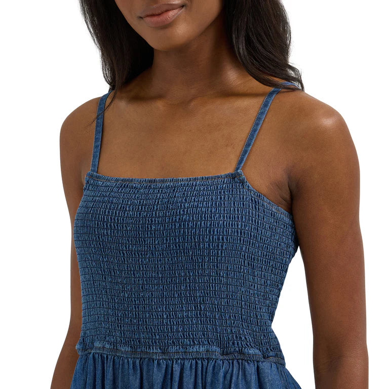 Wrangler Retro Women's Midnight Smocked Bodice Denim Maxi Dress