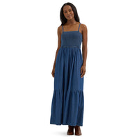 Wrangler Retro Women's Midnight Smocked Bodice Denim Maxi Dress