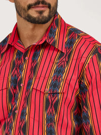 Wrangler Men's Checotah L/S Western Snap Shirt in Amaranth Red