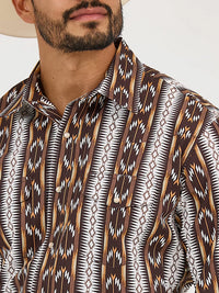 Wrangler Men's Checotah L/S Western Snap Shirt in Brown Chain
