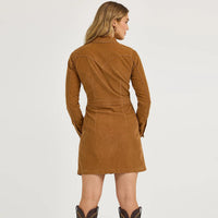 Wrangler Retro Women's Corduroy Western Shirt Dress in Fawn