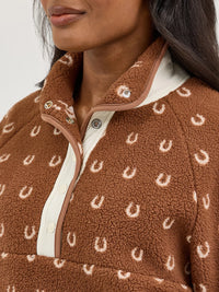 Wrangler Retro Women's Half Snap Sherpa Pullover in Brown