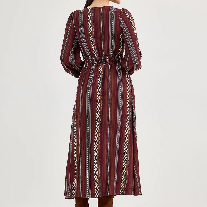 Wrangler Retro Women's Princess Waist Button Front Maxi Dress in Port