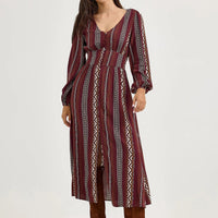 Wrangler Retro Women's Princess Waist Button Front Maxi Dress in Port