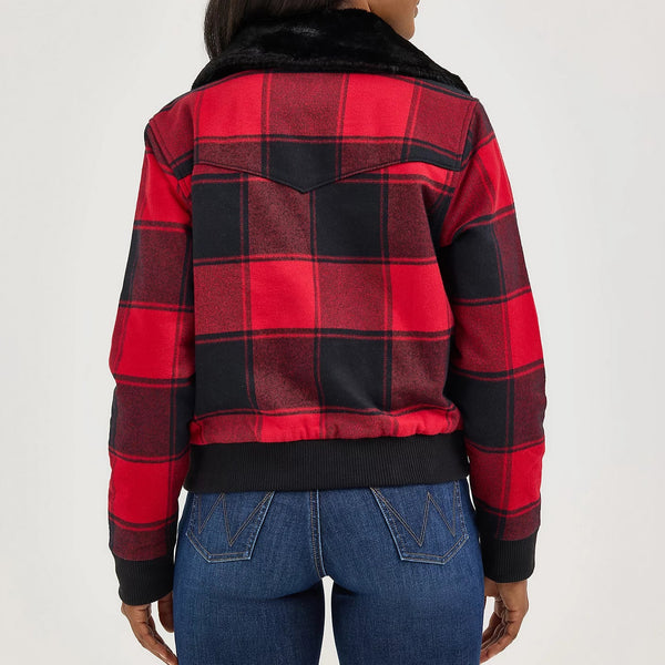 Wrangler Retro Women's Lined Bomber in Red Buffalo