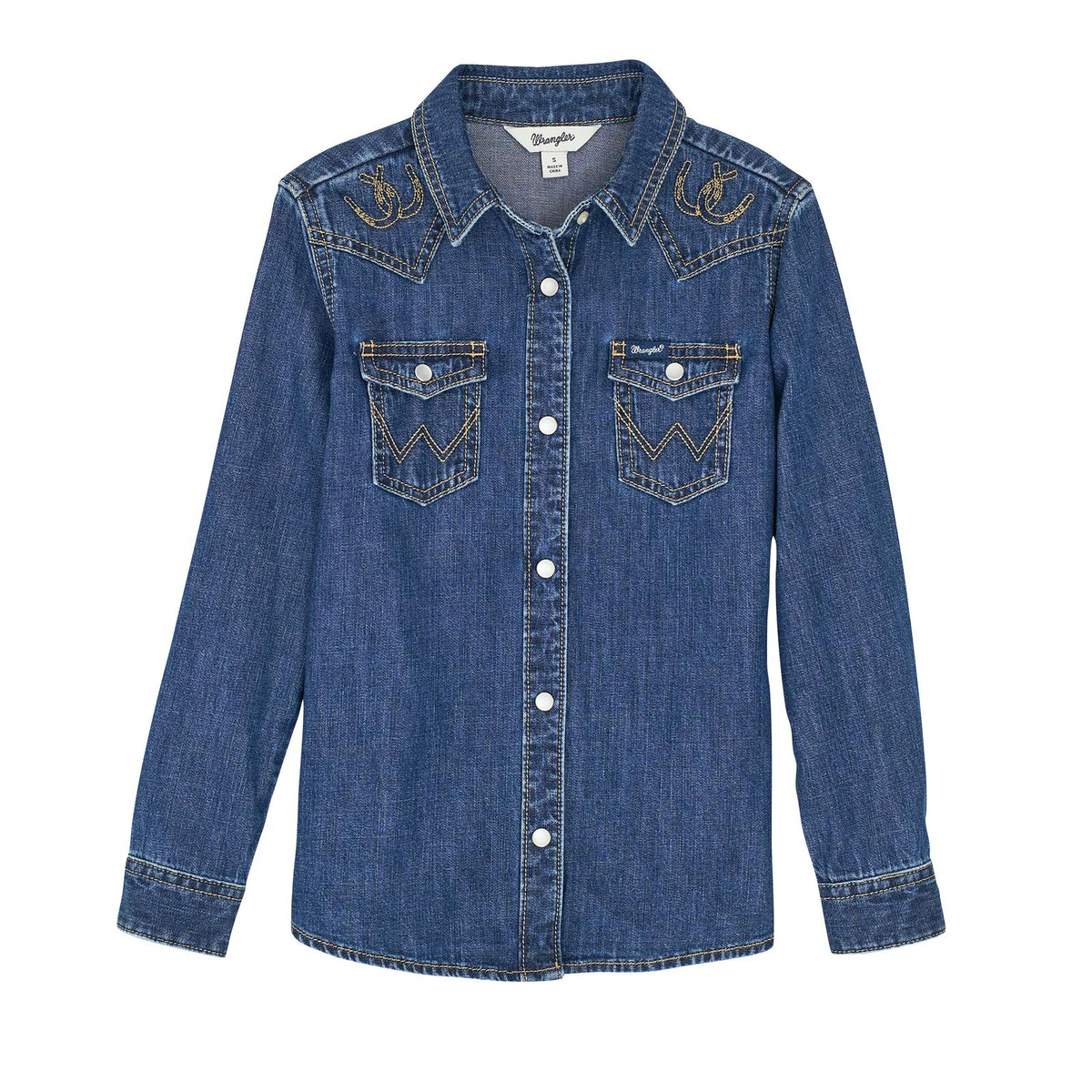 Wrangler Girl's L/S Denim Western Snap Shirt
