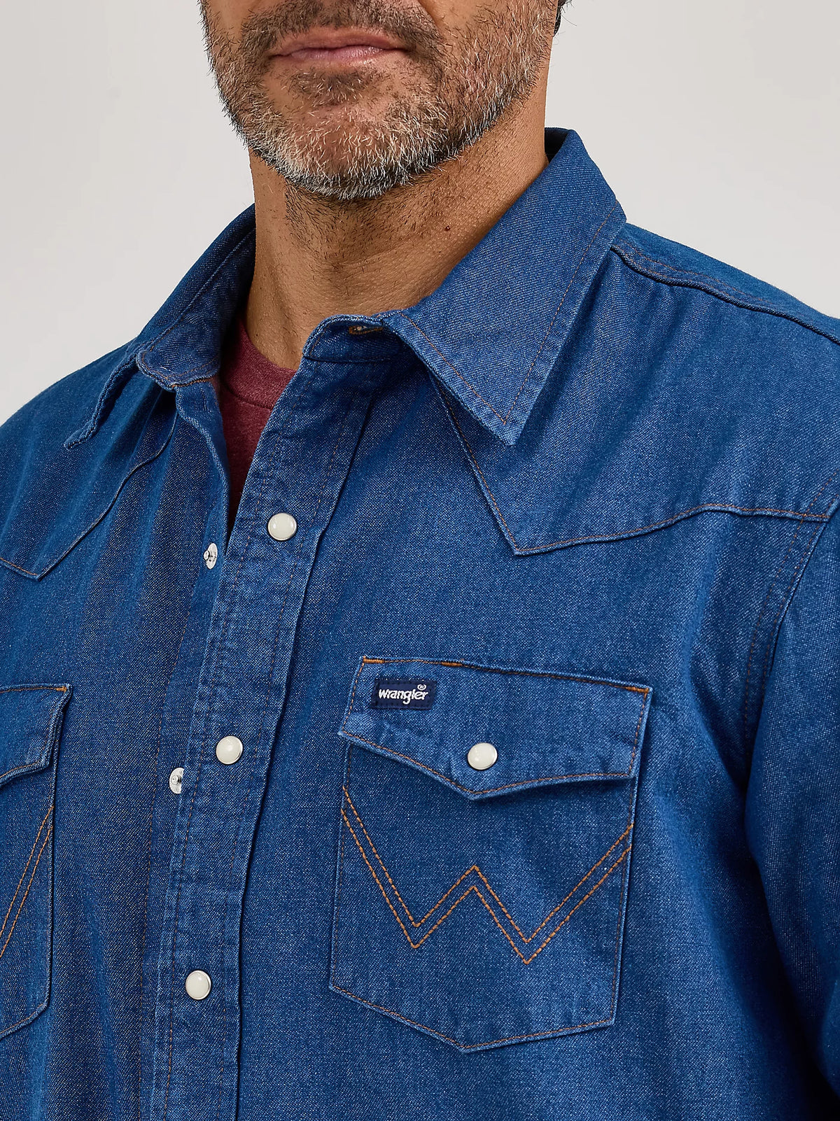 Wrangler Men's L/S Flannel Lined Work Shirt in Blue Denim