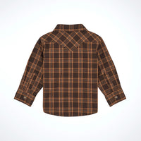 Wrangler Baby & Toddler Boy's L/S  Western Plaid Snap Shirt in Mocha Brown