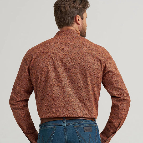 Wrangler Men's 20X L/S Competition Western Snap Shirt in Rustic Brown Paisley