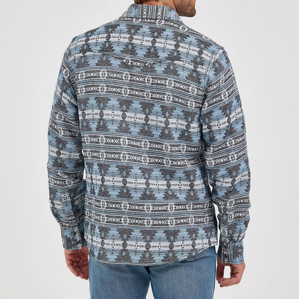 Wrangler Retro Men's Premium Jacquard Snap Shirt in Baby Blue (Available in Tall Sizes!)