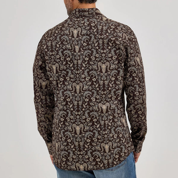 Wrangler Retro Premium Men's L/S Western Snap Shirt in Skull Floral
