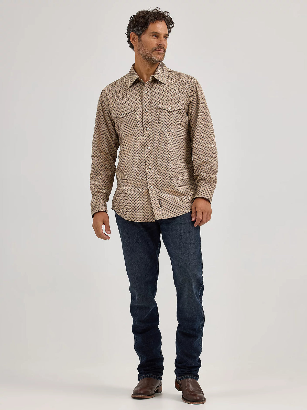 Wrangler Retro Premium Men's L/S Western Snap Shirt in Scale Brown