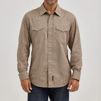 Wrangler Retro Premium Men's L/S Western Snap Shirt in Scale Brown