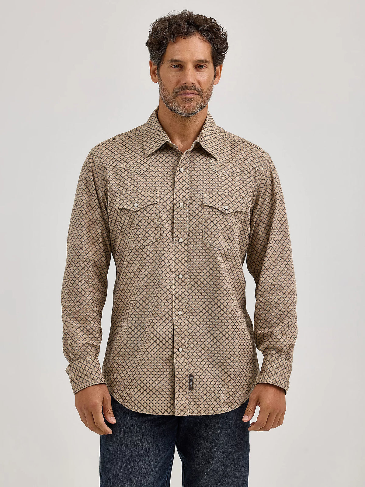 Wrangler Retro Premium Men's L/S Western Snap Shirt in Scale Brown