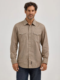 Wrangler Retro Premium Men's L/S Western Snap Shirt in Scale Brown