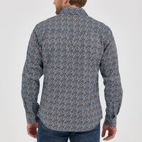 Wrangler Retro Premium Men's L/S Western Snap Shirt in Speckly Blue