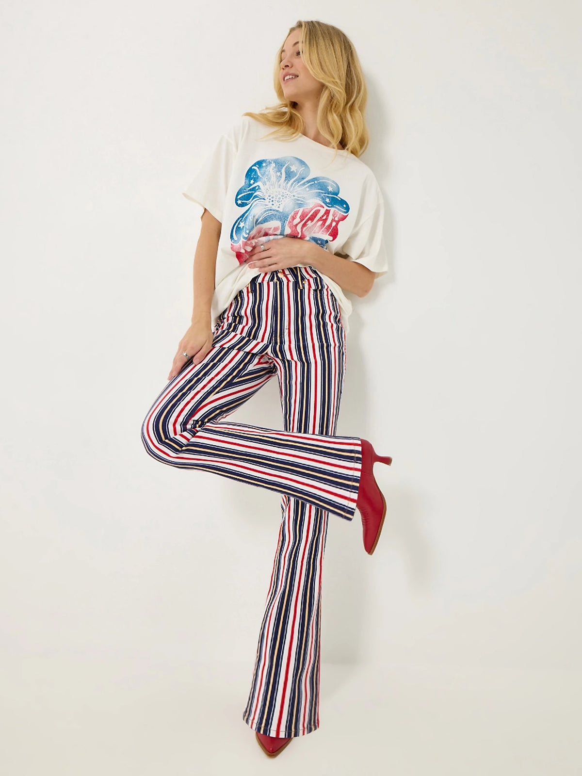 Wrangler x Lainey Wilson Striped Flare Jean in Star Spangled Stripe