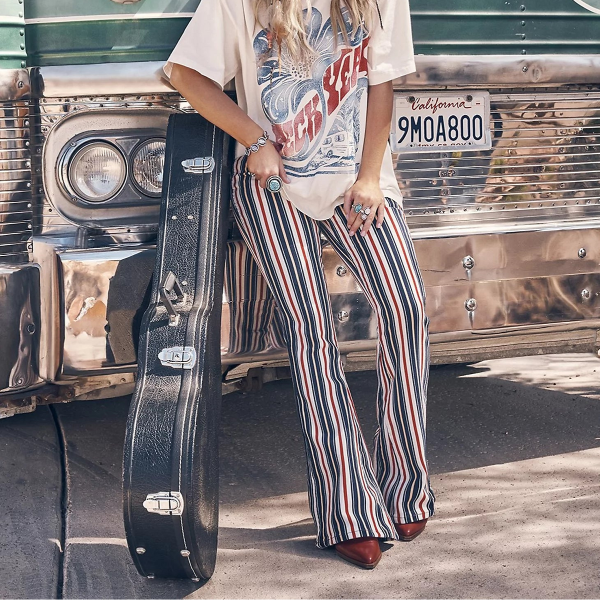 Wrangler x Lainey Wilson Striped Flare Jean in Star Spangled Stripe