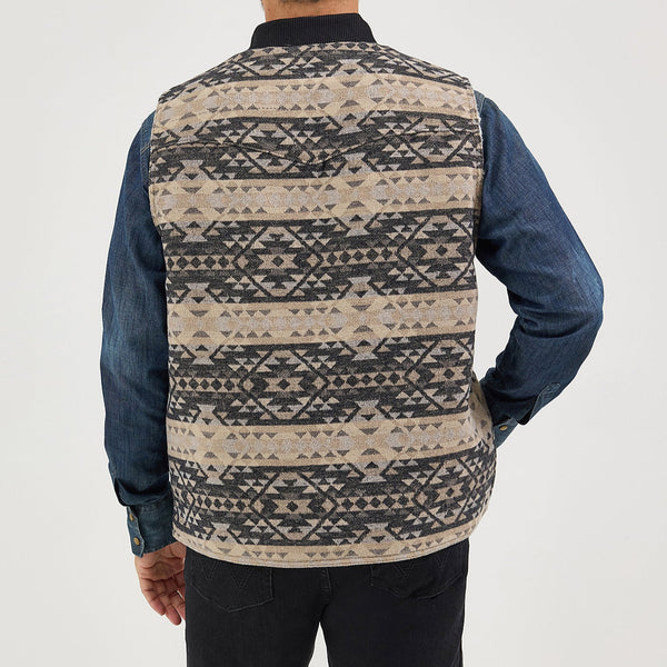 Wrangler Men's Sherpa Lined Jacquard Vest in Raven