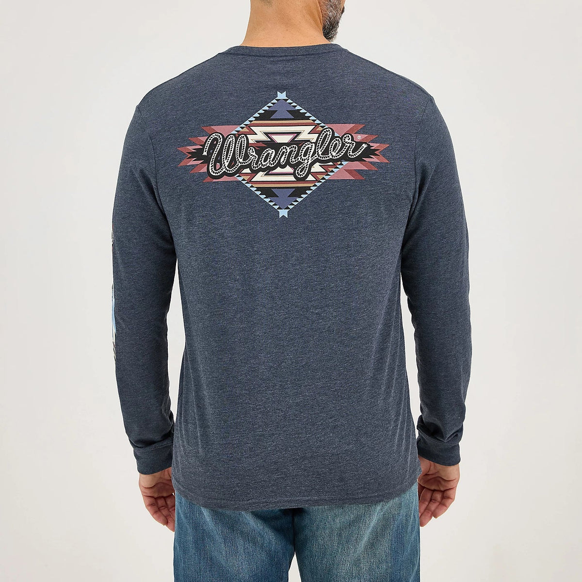 Wrangler Men's L/S Retro Back Graphic Tee in Dark Navy