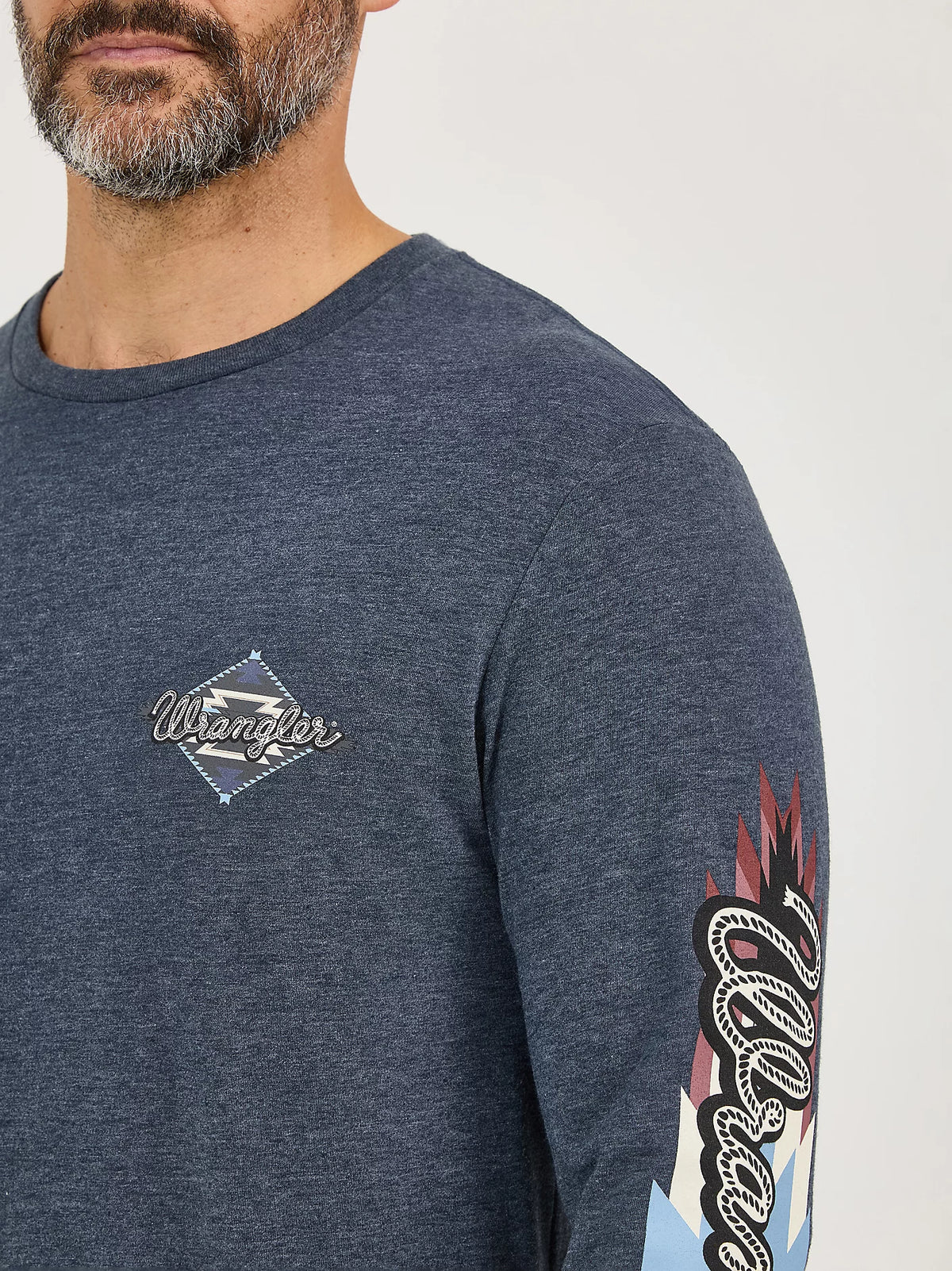 Wrangler Men's L/S Retro Back Graphic Tee in Dark Navy