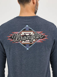 Wrangler Men's L/S Retro Back Graphic Tee in Dark Navy