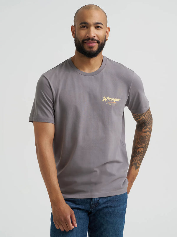 Wrangler Men's S/S Bucking Cowboy Back Graphic T-Shirt in Quiet Shade